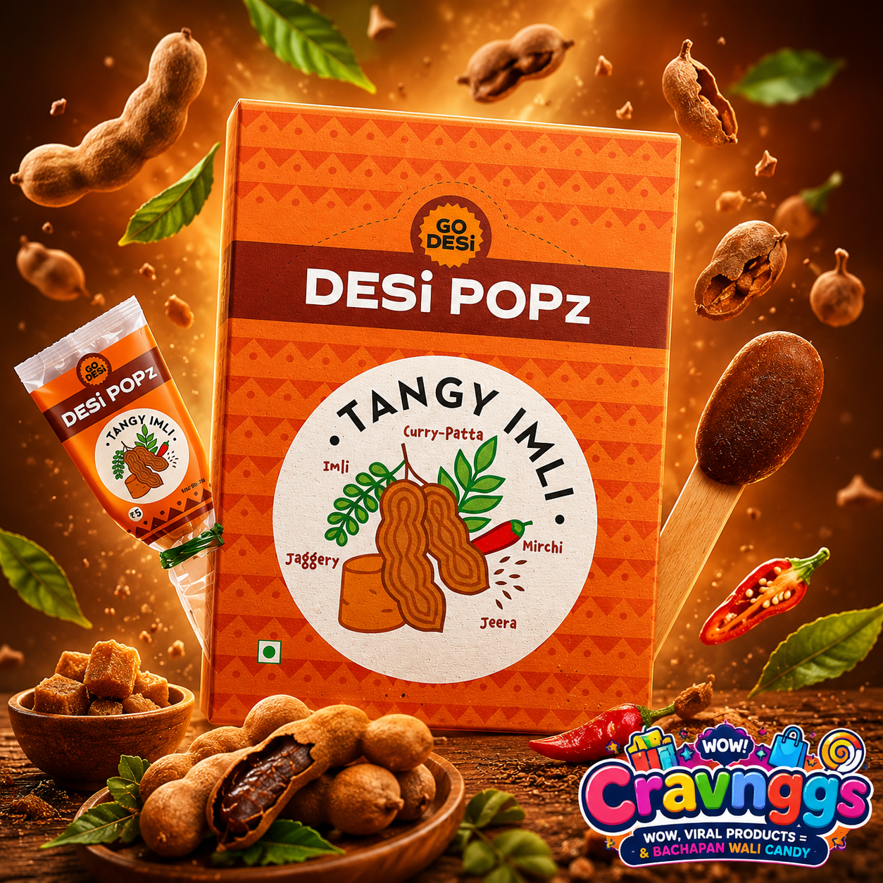 GO DESi Popz | Tangy Imli | Pack of 5 | Cravinggs