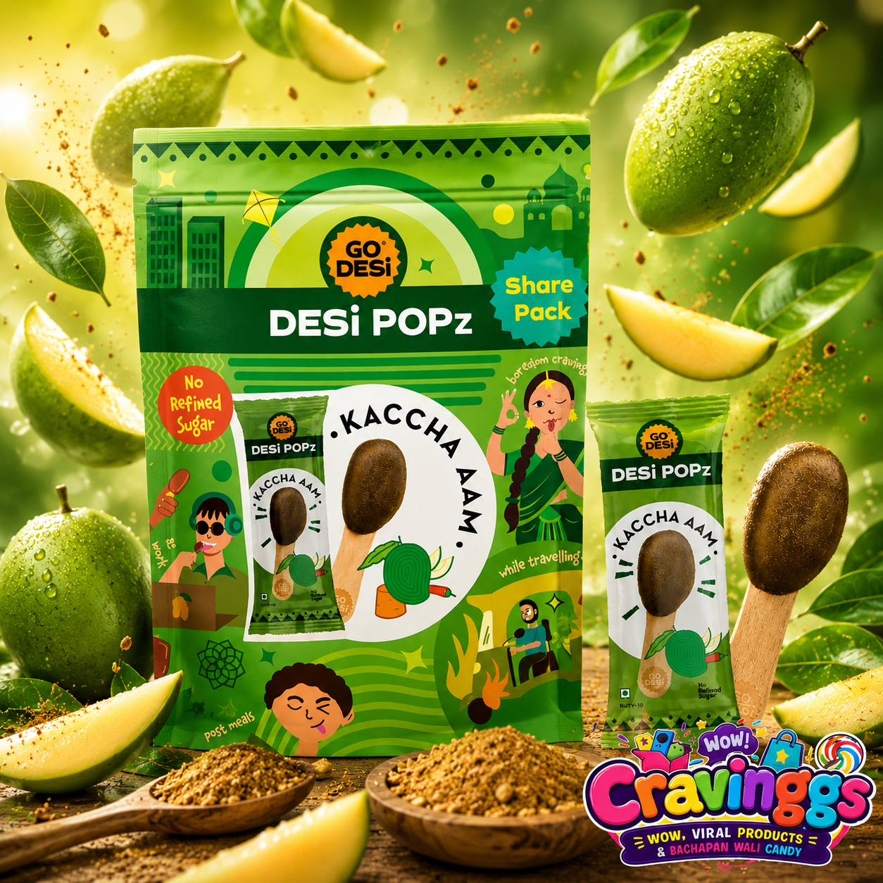 GO DESi Popz | Kachcha Aam | Pack of 5 | Cravinggs