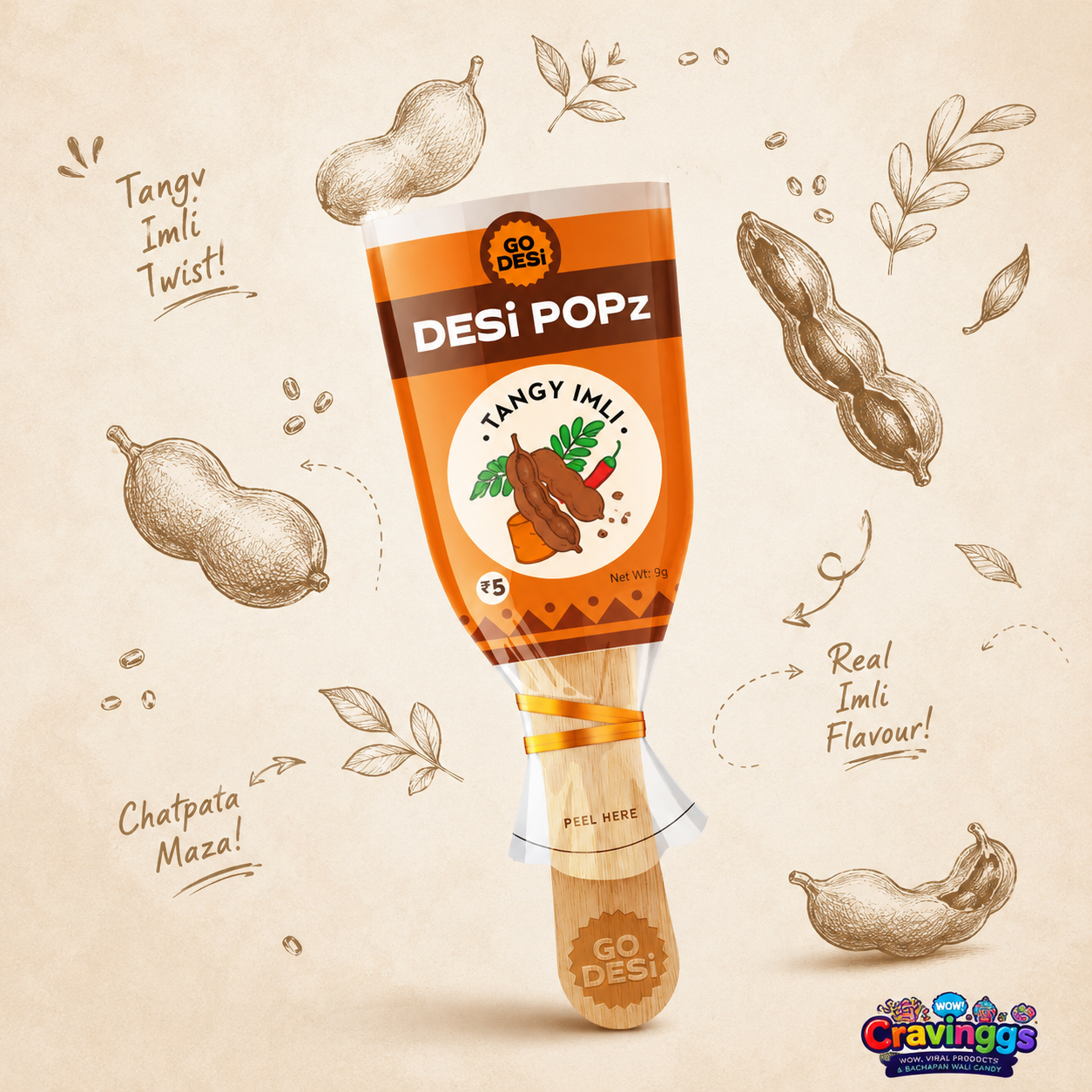 GO DESi Popz | Tangy Imli | Pack of 5 | Cravinggs