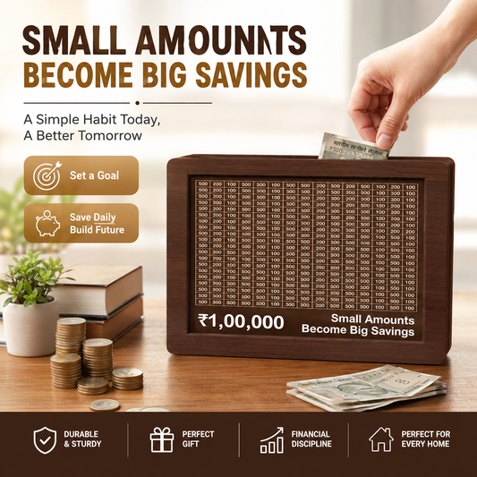 Money Saving Challenge Box ₹1,00,000 | Premium Wooden Savings Tracker Box | Cravinggs